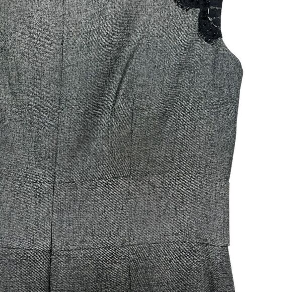 Eliza J Petite Sheath Dress Women's Heather Gray w/ Black Lace Beaded 6P - Picture 7 of 14